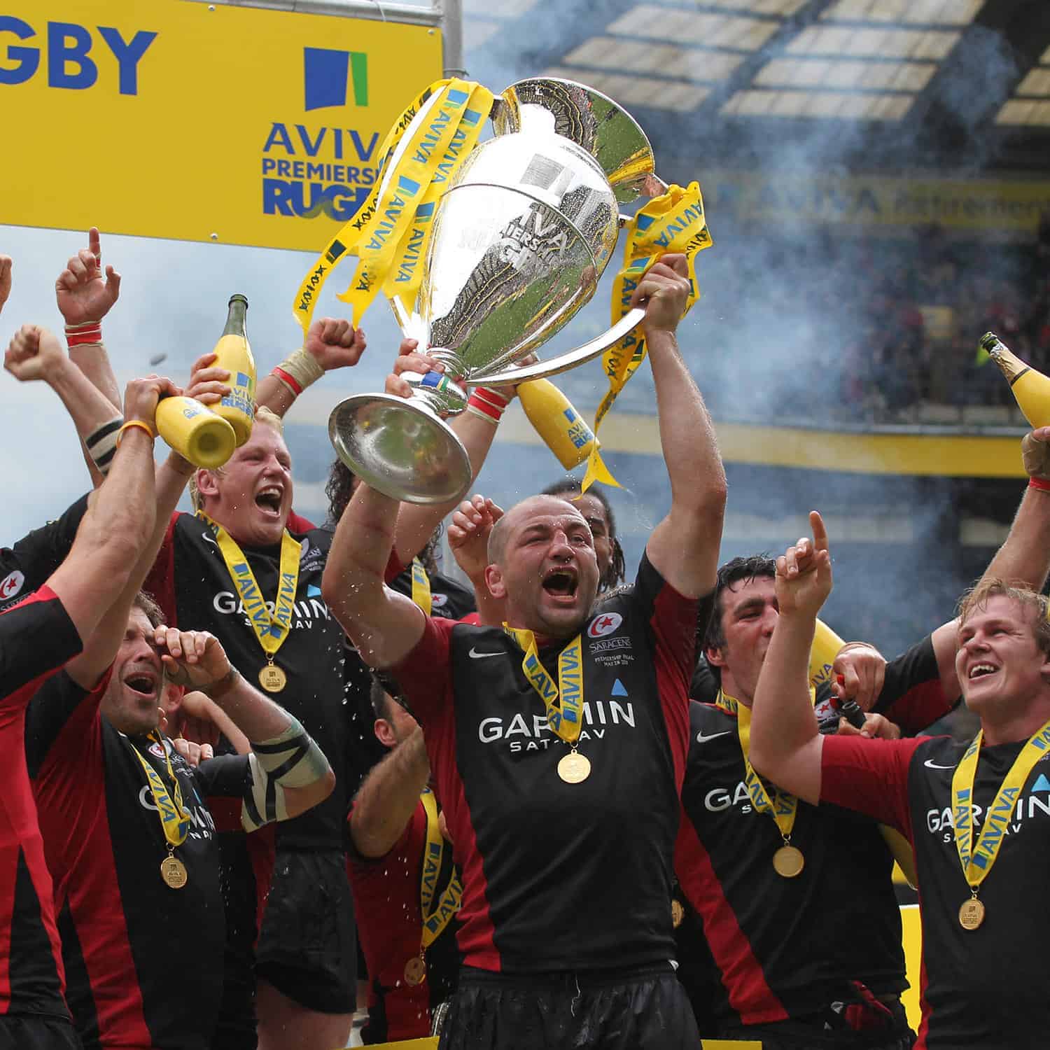 Saracens celebrate winning aviva premiership, 28/05/2011