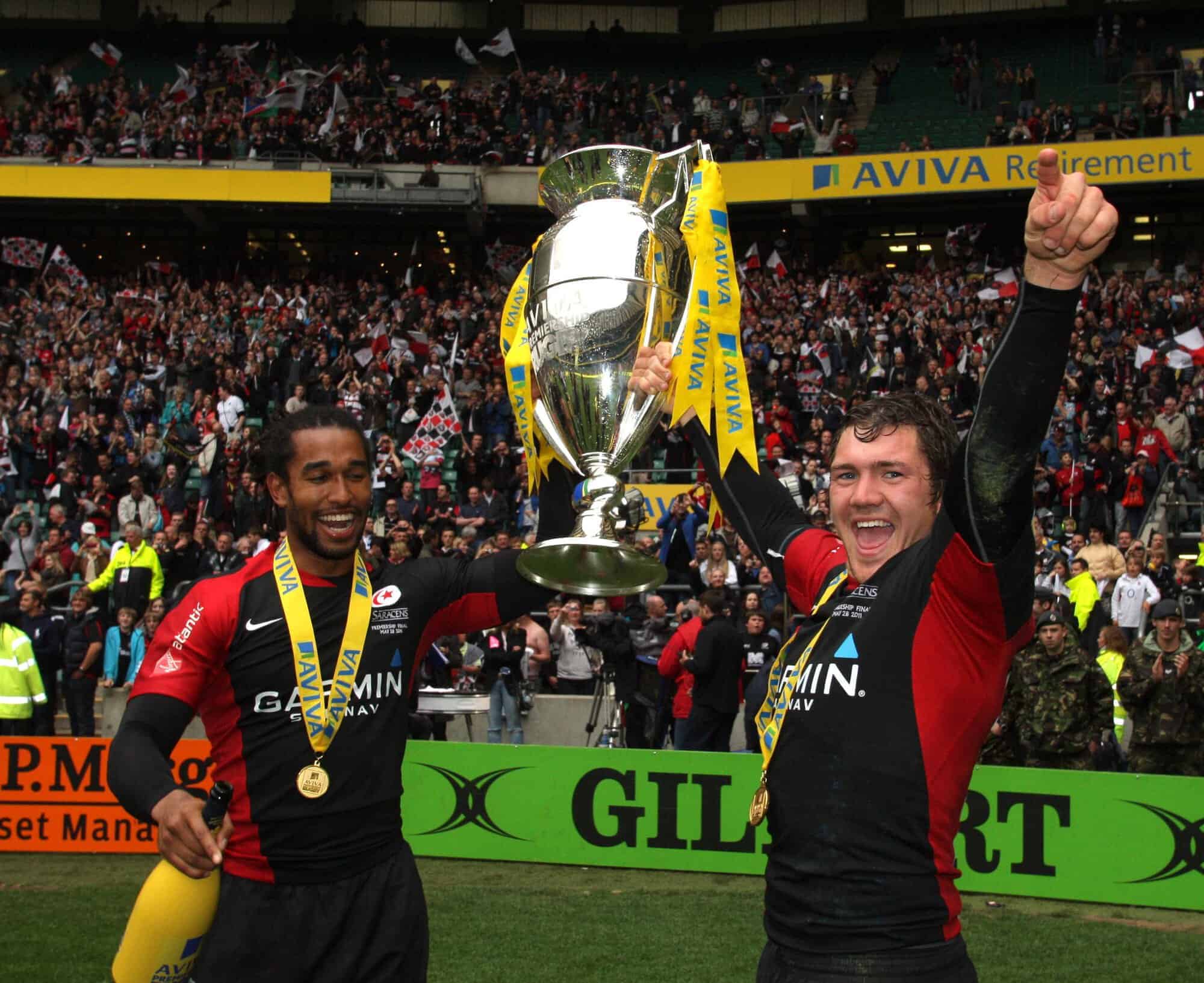Saracens celebrate winning aviva premiership, 28/05/2011